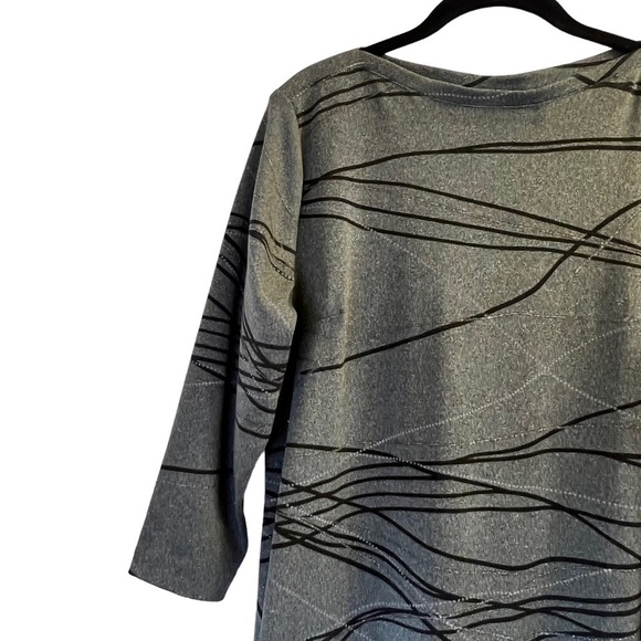 Jolibel Women's Dress Large Gray Silver Metallic Thread Long Sleeves - Picture 2 of 12